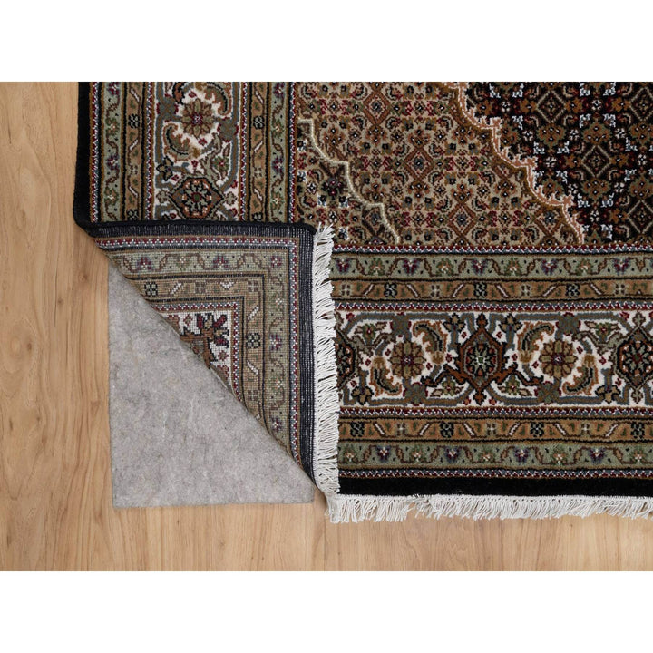 5'11" x 9'1" New Hand Knotted Black Wool Rectangle Oriental Rug - MOA10291597