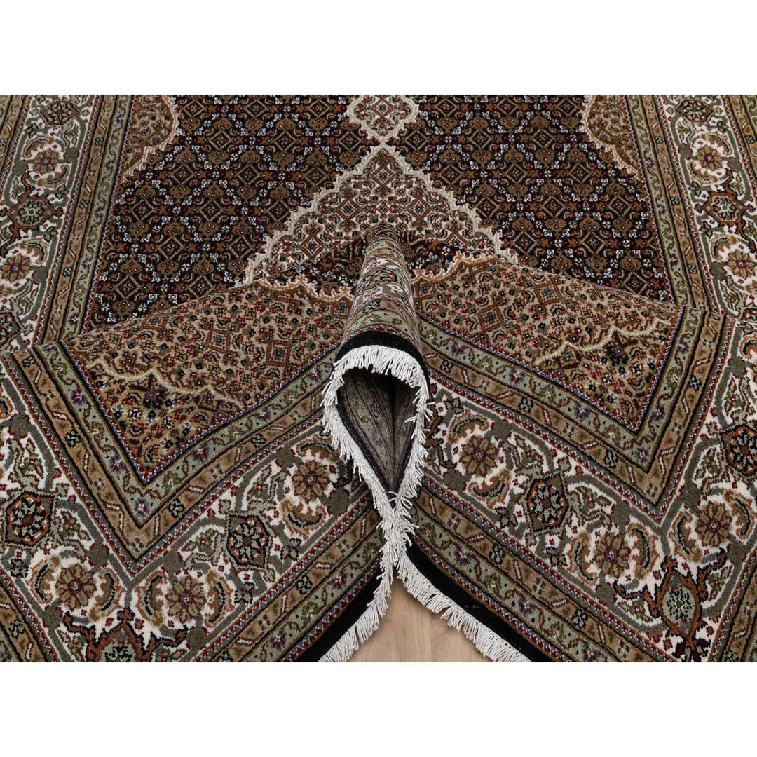 5'11" x 9'1" New Hand Knotted Black Wool Rectangle Oriental Rug - MOA10291597
