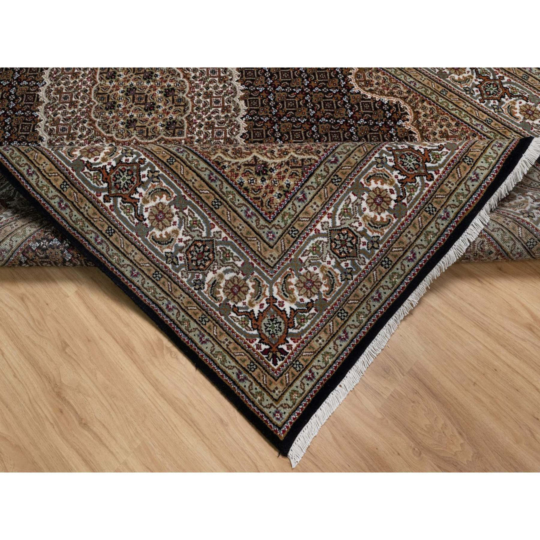 5'11" x 9'1" New Hand Knotted Black Wool Rectangle Oriental Rug - MOA10291597