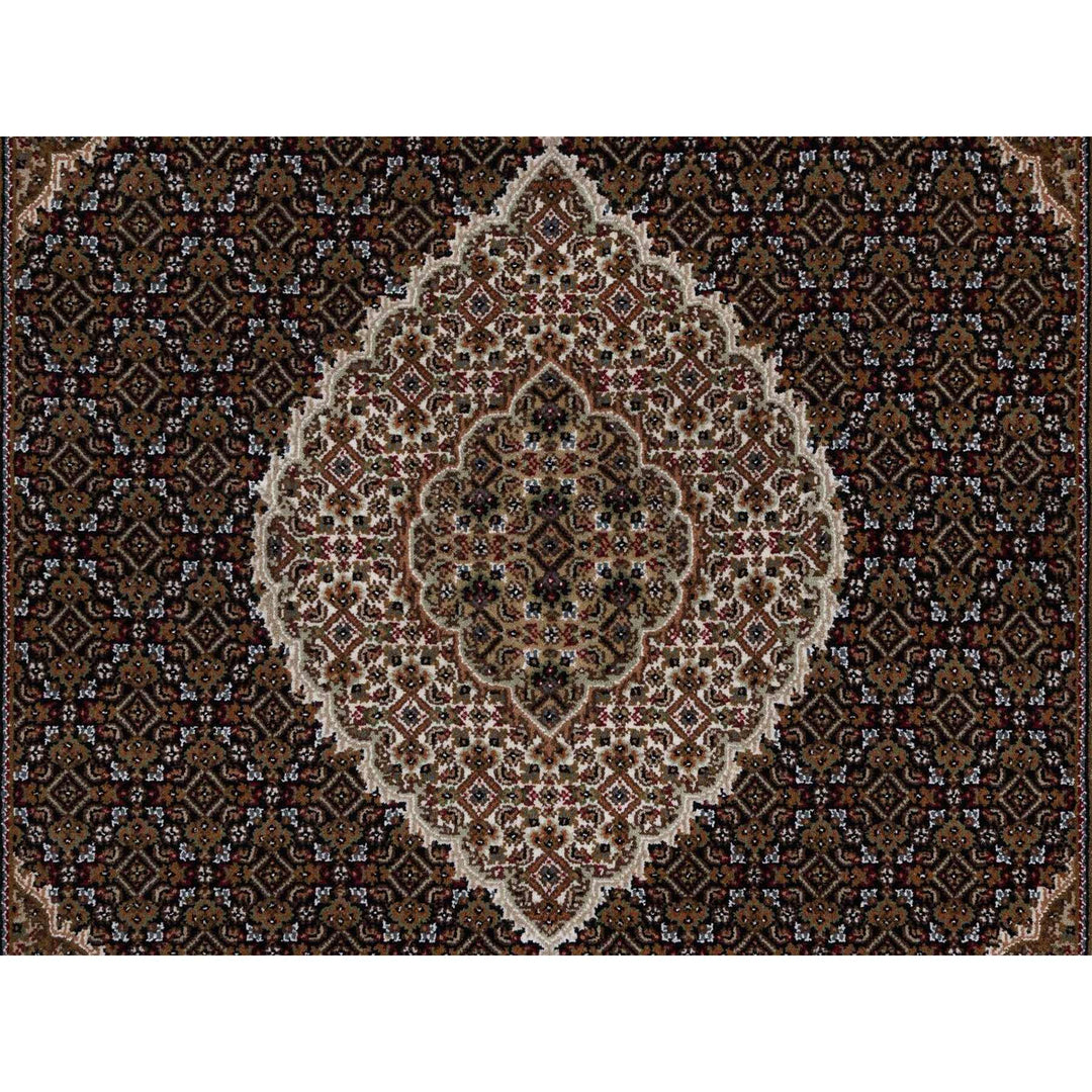 5'11" x 9'1" New Hand Knotted Black Wool Rectangle Oriental Rug - MOA10291597