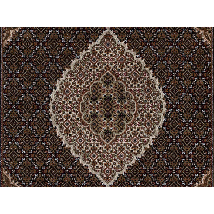 5'11" x 9'1" New Hand Knotted Black Wool Rectangle Oriental Rug - MOA10291597