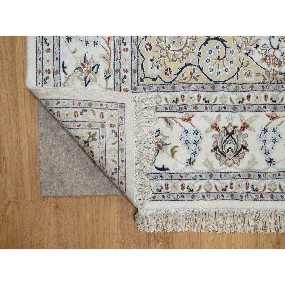 7'11" x 10'3" New Hand Knotted Ivory Wool & Silk Rectangle Oriental Rug - MOA10291598