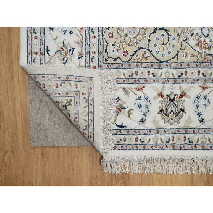 7'11" x 10'3" New Hand Knotted Ivory Wool & Silk Rectangle Oriental Rug - MOA10291598