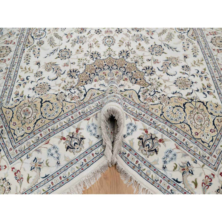 7'11" x 10'3" New Hand Knotted Ivory Wool & Silk Rectangle Oriental Rug - MOA10291598