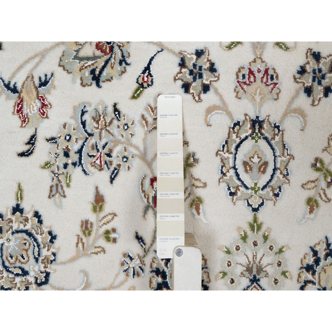 7'11" x 10'3" New Hand Knotted Ivory Wool & Silk Rectangle Oriental Rug - MOA10291598