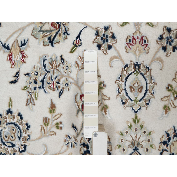 7'11" x 10'3" New Hand Knotted Ivory Wool & Silk Rectangle Oriental Rug - MOA10291598