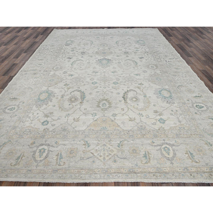 9'1" x 11'8" New Hand Knotted Ivory Wool Rectangle Oriental Rug - MOA102915
