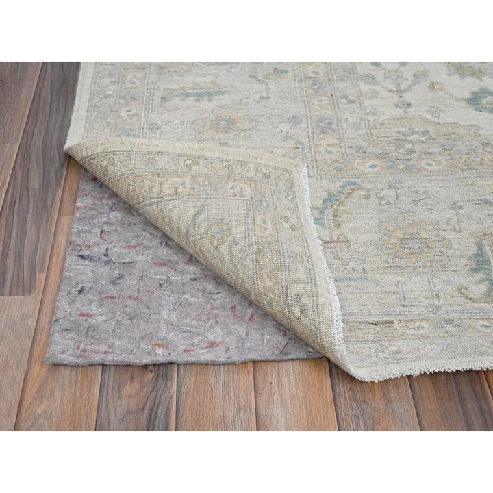 9'1" x 11'8" New Hand Knotted Ivory Wool Rectangle Oriental Rug - MOA102915