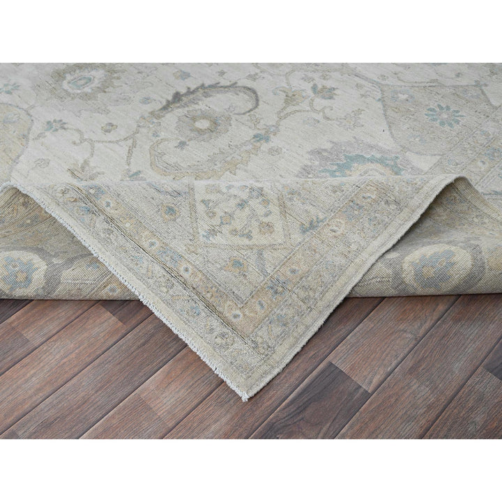 9'1" x 11'8" New Hand Knotted Ivory Wool Rectangle Oriental Rug - MOA102915