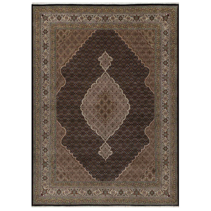 8'10" x 12'5" New Hand Knotted Black Wool Rectangle Oriental Rug - MOA10291600