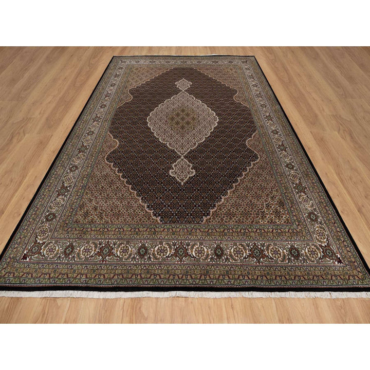8'10" x 12'5" New Hand Knotted Black Wool Rectangle Oriental Rug - MOA10291600