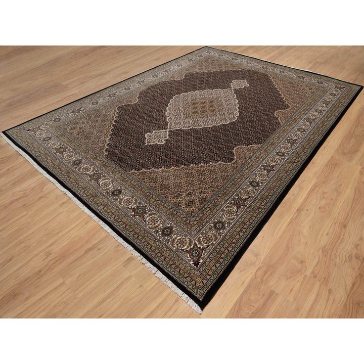 8'10" x 12'5" New Hand Knotted Black Wool Rectangle Oriental Rug - MOA10291600