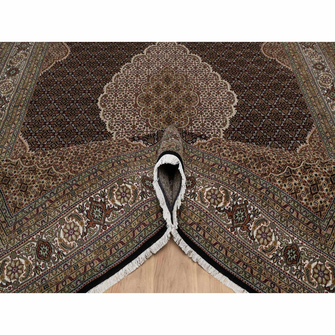 8'10" x 12'5" New Hand Knotted Black Wool Rectangle Oriental Rug - MOA10291600