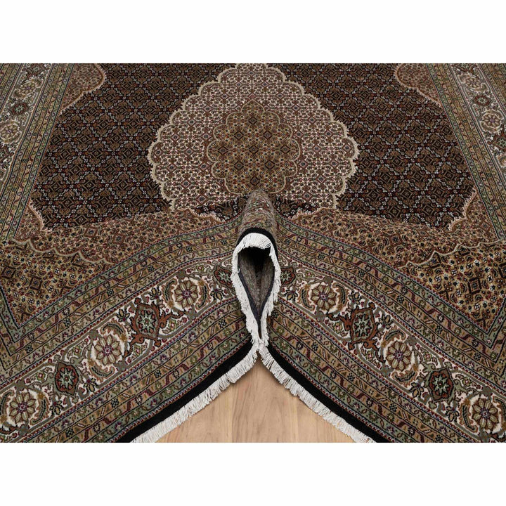 8'10" x 12'5" New Hand Knotted Black Wool Rectangle Oriental Rug - MOA10291600