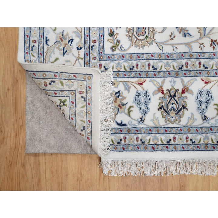 7'10" x 10'3" New Hand Knotted Ivory Wool & Silk Rectangle Oriental Rug - MOA10291601