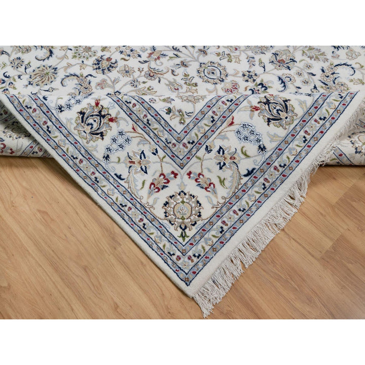 7'10" x 10'3" New Hand Knotted Ivory Wool & Silk Rectangle Oriental Rug - MOA10291601