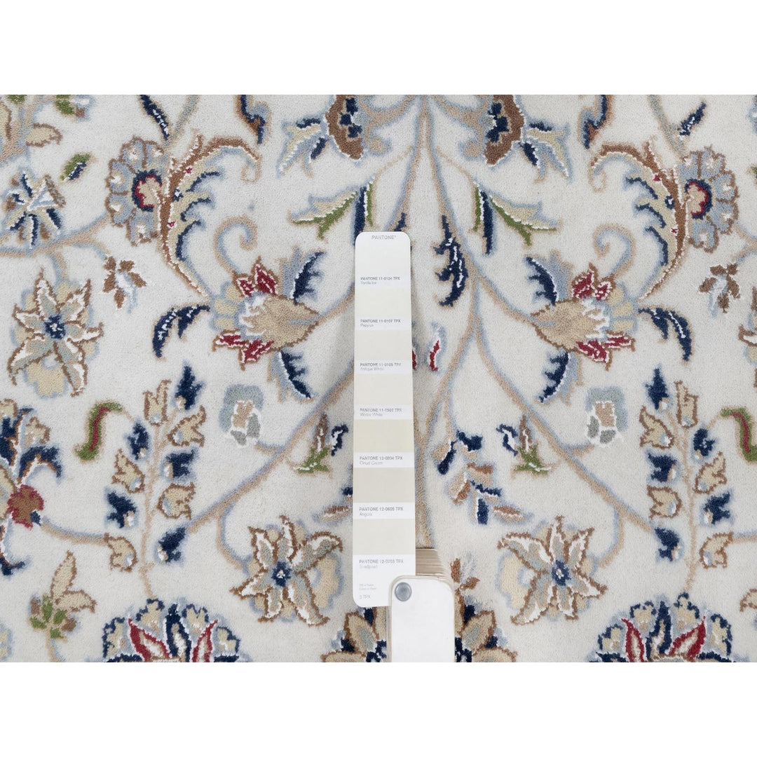 7'10" x 10'3" New Hand Knotted Ivory Wool & Silk Rectangle Oriental Rug - MOA10291601