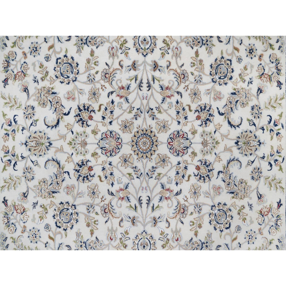 7'10" x 10'3" New Hand Knotted Ivory Wool & Silk Rectangle Oriental Rug - MOA10291601