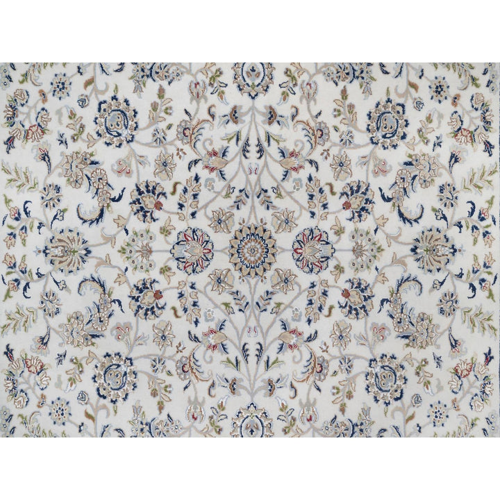 7'10" x 10'3" New Hand Knotted Ivory Wool & Silk Rectangle Oriental Rug - MOA10291601