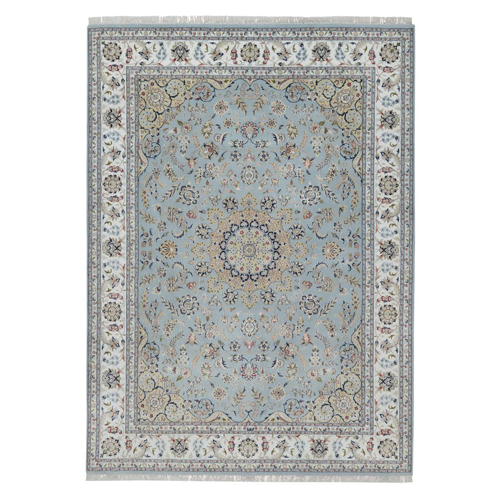 8'11" x 12'4" New Hand Knotted Blue Wool & Silk Rectangle Oriental Rug - MOA10291602