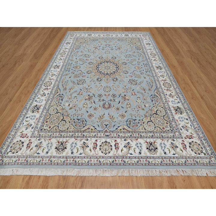 8'11" x 12'4" New Hand Knotted Blue Wool & Silk Rectangle Oriental Rug - MOA10291602