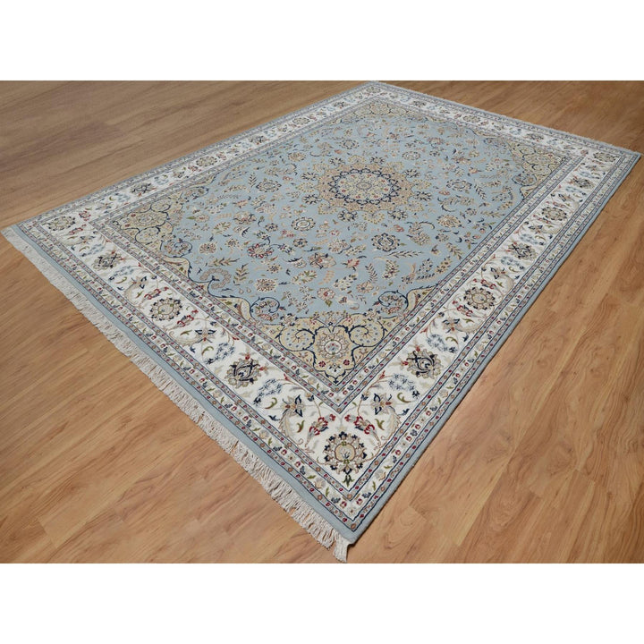 8'11" x 12'4" New Hand Knotted Blue Wool & Silk Rectangle Oriental Rug - MOA10291602