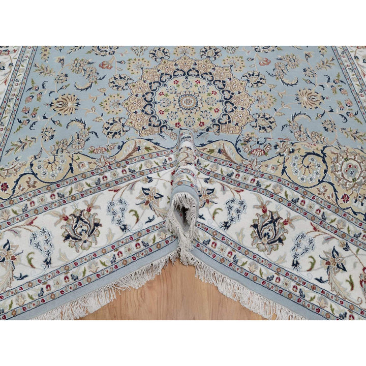8'11" x 12'4" New Hand Knotted Blue Wool & Silk Rectangle Oriental Rug - MOA10291602