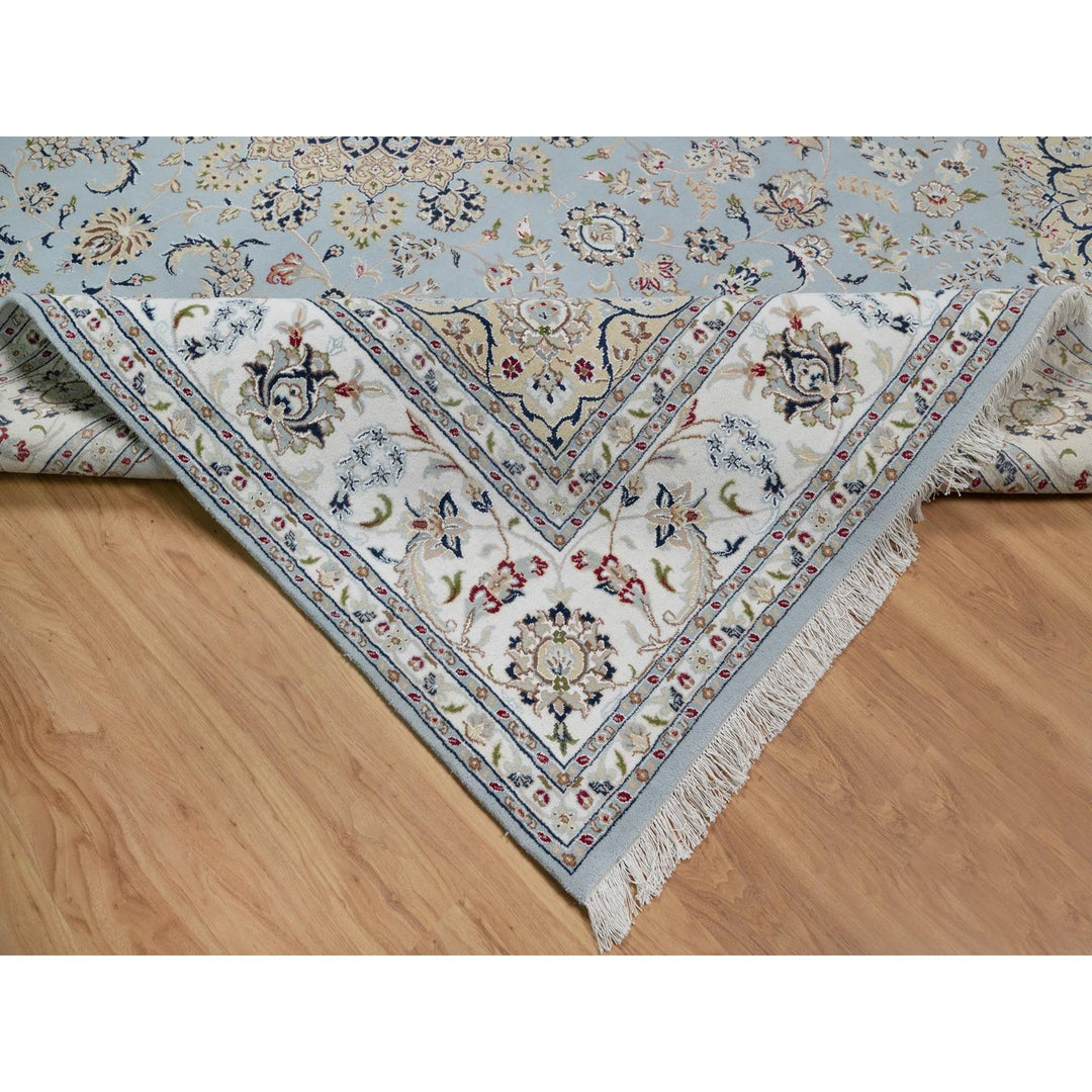 8'11" x 12'4" New Hand Knotted Blue Wool & Silk Rectangle Oriental Rug - MOA10291602