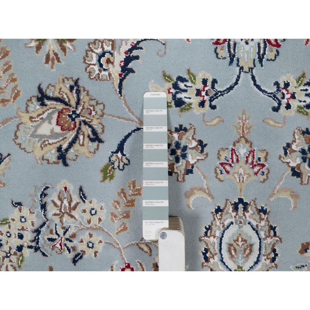 8'11" x 12'4" New Hand Knotted Blue Wool & Silk Rectangle Oriental Rug - MOA10291602