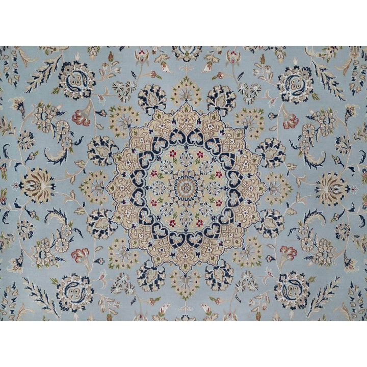 8'11" x 12'4" New Hand Knotted Blue Wool & Silk Rectangle Oriental Rug - MOA10291602