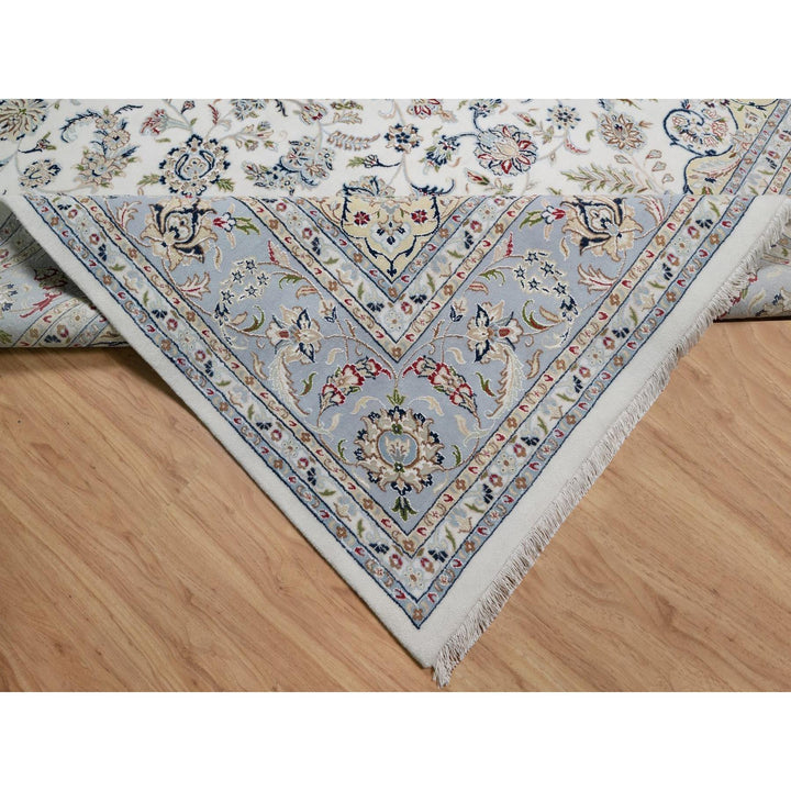 9'9" x 14'1" New Hand Knotted Ivory Wool & Silk Rectangle Oriental Rug - MOA10291603
