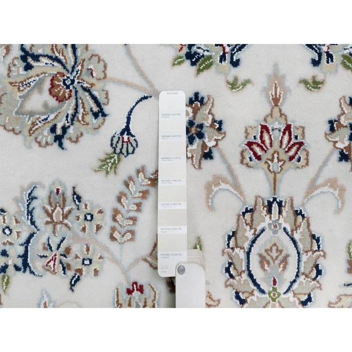9'9" x 14'1" New Hand Knotted Ivory Wool & Silk Rectangle Oriental Rug - MOA10291603