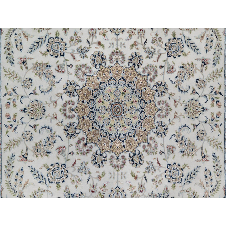 9'9" x 14'1" New Hand Knotted Ivory Wool & Silk Rectangle Oriental Rug - MOA10291603