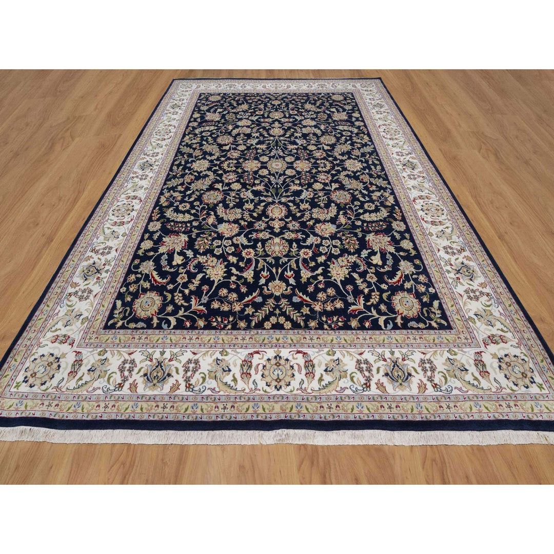 9'10" x 14'2" New Hand Knotted Blue Wool & Silk Rectangle Oriental Rug - MOA10291604