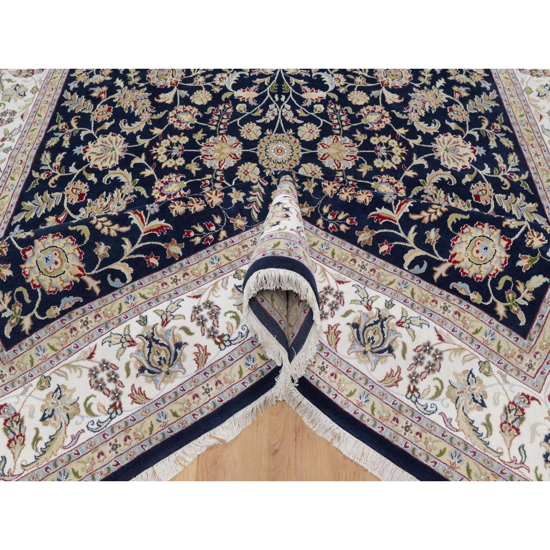 9'10" x 14'2" New Hand Knotted Blue Wool & Silk Rectangle Oriental Rug - MOA10291604