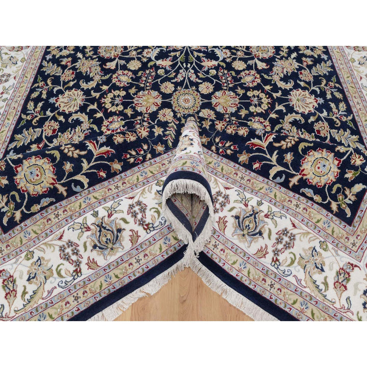 9'10" x 14'2" New Hand Knotted Blue Wool & Silk Rectangle Oriental Rug - MOA10291604