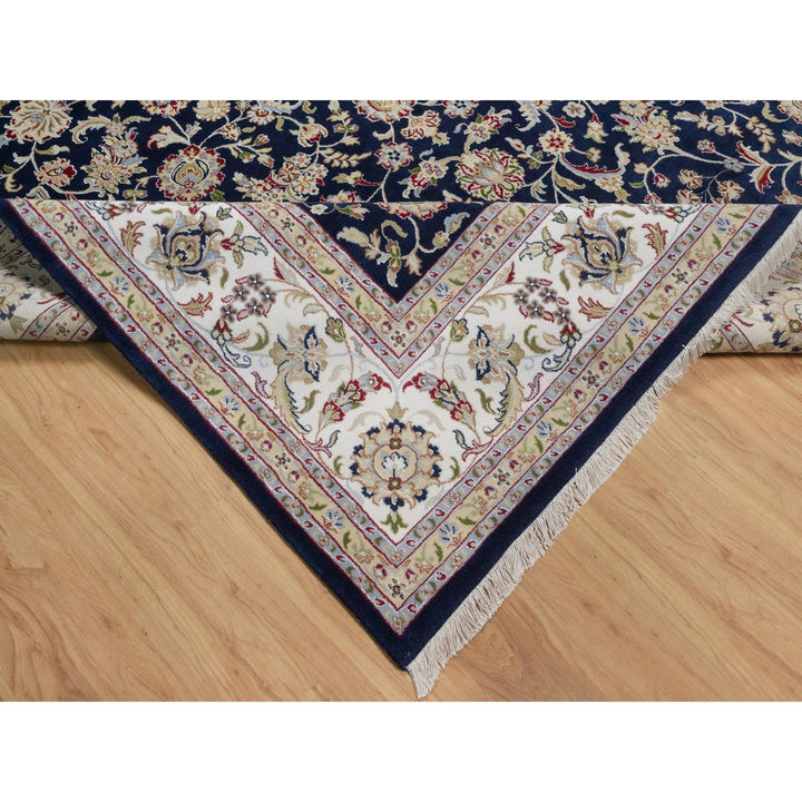9'10" x 14'2" New Hand Knotted Blue Wool & Silk Rectangle Oriental Rug - MOA10291604