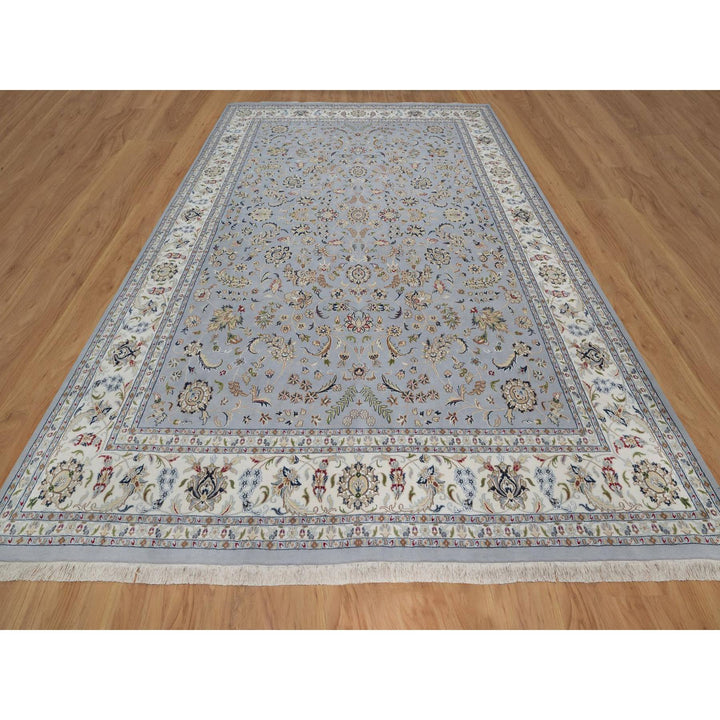 9'11" x 14'2" New Hand Knotted Blue Wool & Silk Rectangle Oriental Rug - MOA10291605