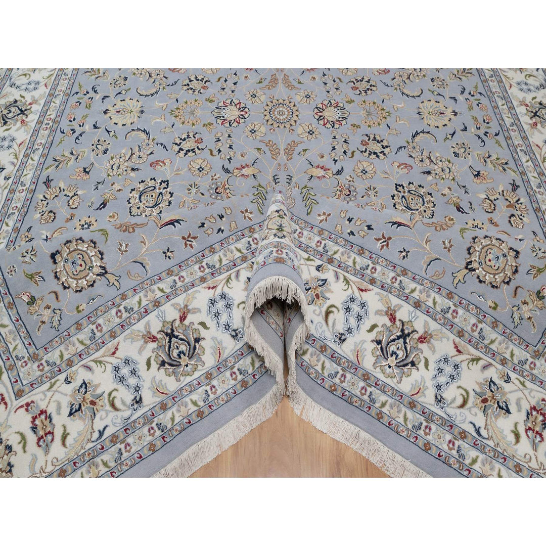 9'11" x 14'2" New Hand Knotted Blue Wool & Silk Rectangle Oriental Rug - MOA10291605