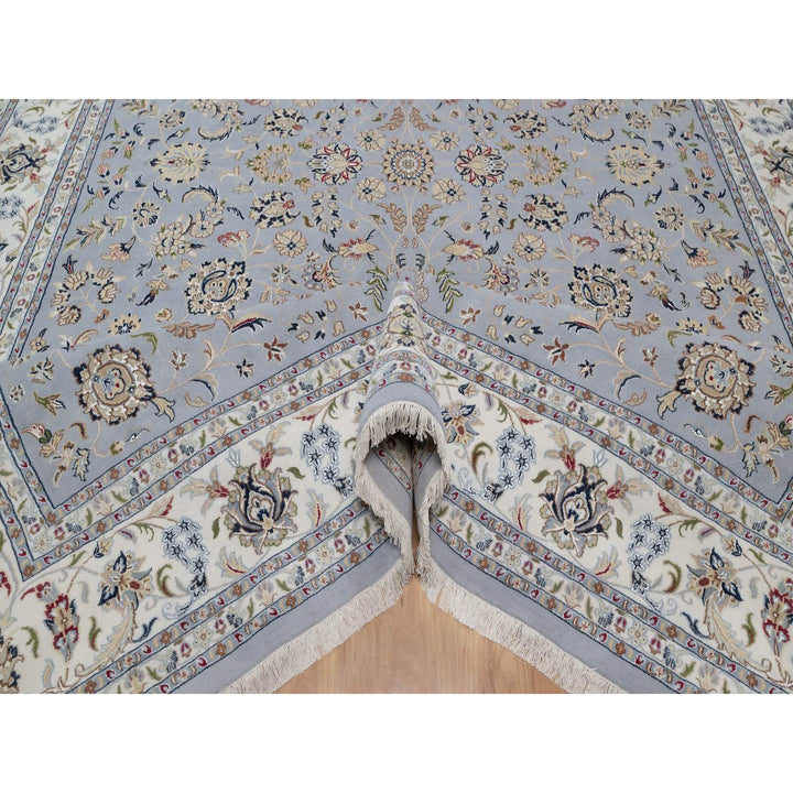 9'11" x 14'2" New Hand Knotted Blue Wool & Silk Rectangle Oriental Rug - MOA10291605
