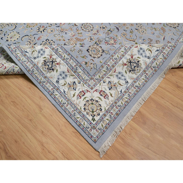 9'11" x 14'2" New Hand Knotted Blue Wool & Silk Rectangle Oriental Rug - MOA10291605