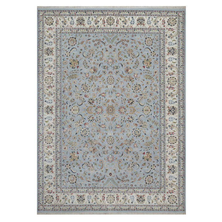 8'10" x 12'1" New Hand Knotted Blue Wool & Silk Rectangle Oriental Rug - MOA10291607