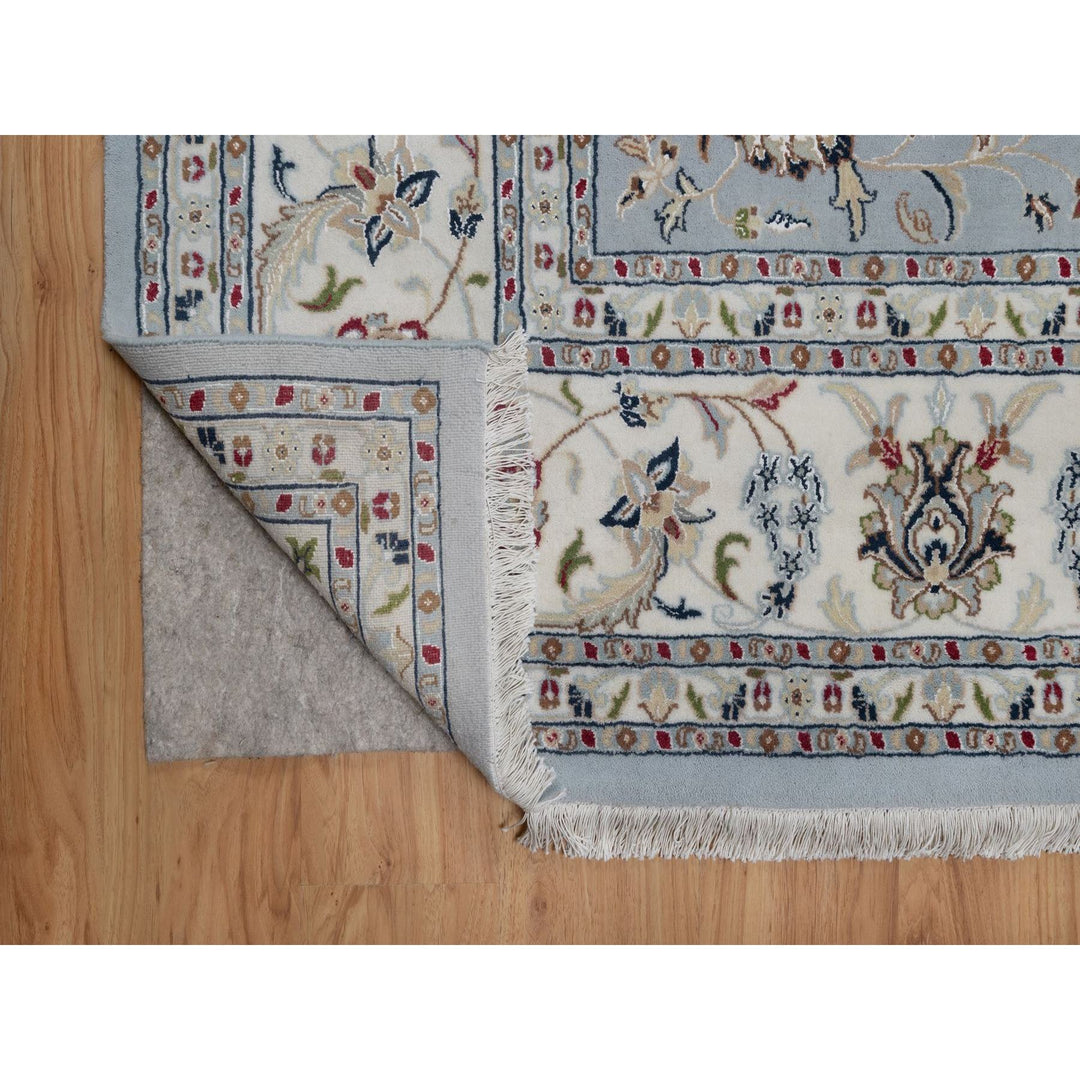 8'10" x 12'1" New Hand Knotted Blue Wool & Silk Rectangle Oriental Rug - MOA10291607