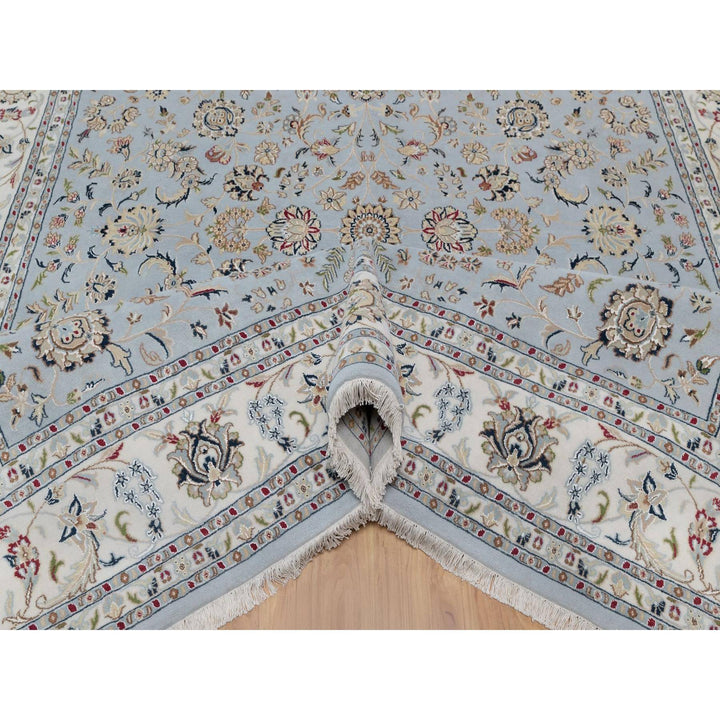 8'10" x 12'1" New Hand Knotted Blue Wool & Silk Rectangle Oriental Rug - MOA10291607