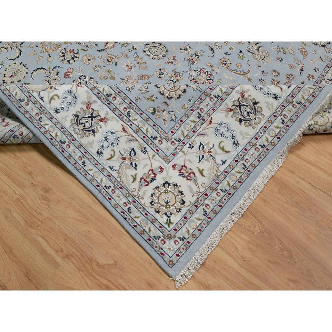 8'10" x 12'1" New Hand Knotted Blue Wool & Silk Rectangle Oriental Rug - MOA10291607