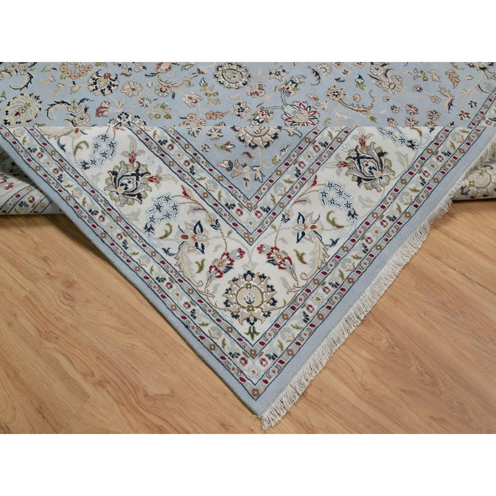8'10" x 12'1" New Hand Knotted Blue Wool & Silk Rectangle Oriental Rug - MOA10291607