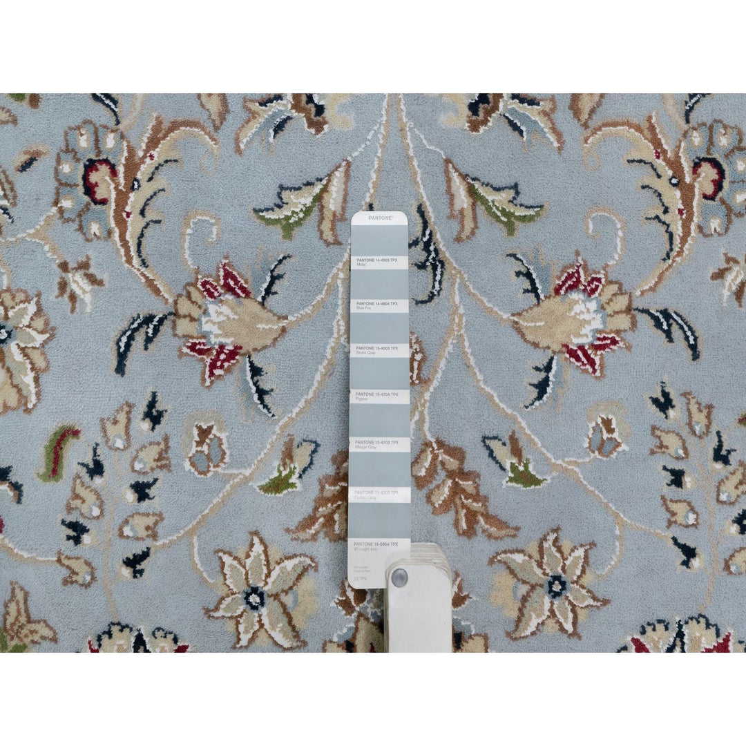 8'10" x 12'1" New Hand Knotted Blue Wool & Silk Rectangle Oriental Rug - MOA10291607