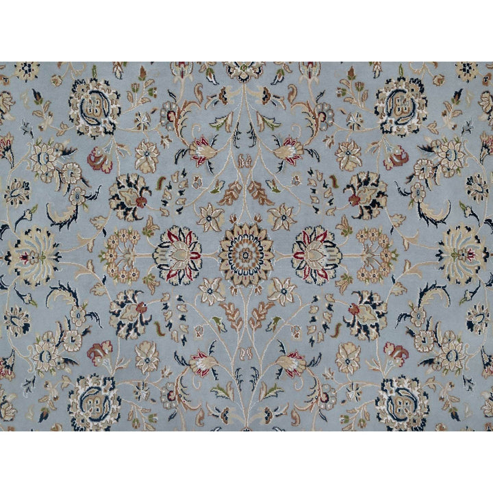 8'10" x 12'1" New Hand Knotted Blue Wool & Silk Rectangle Oriental Rug - MOA10291607