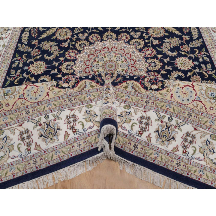 9'0" x 12'2" New Hand Knotted Blue Wool & Silk Rectangle Oriental Rug - MOA10291608