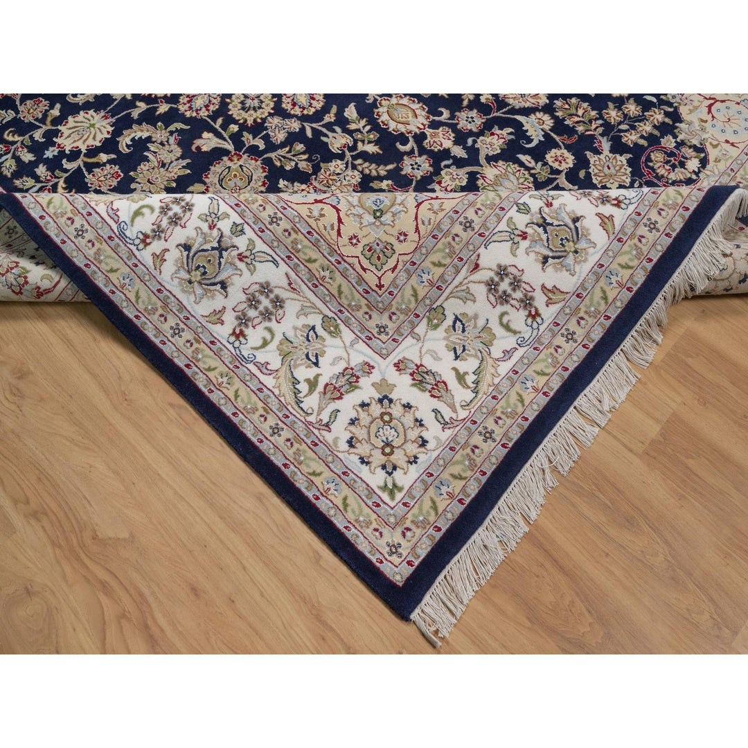 9'0" x 12'2" New Hand Knotted Blue Wool & Silk Rectangle Oriental Rug - MOA10291608